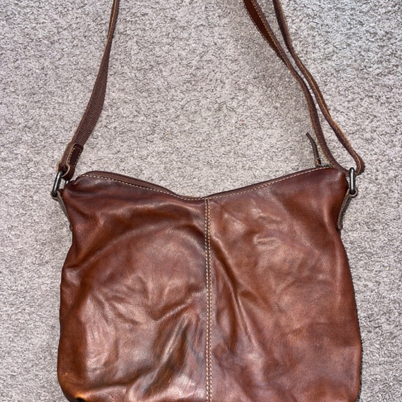 Jack Georges Brown Distressed Leather Crossbody Bag - Picture 3 of 8